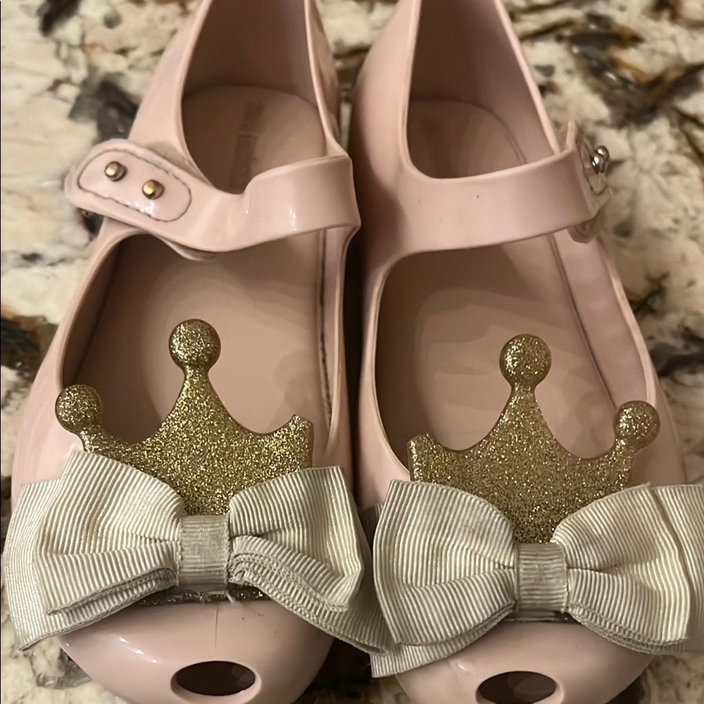 Mini Melissa Pink Crown Bow Shoes